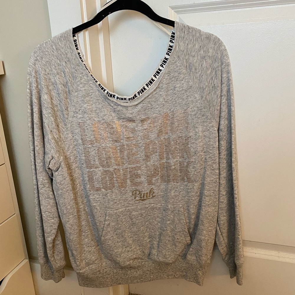 PINK Off the Shoulder Sweatshirt